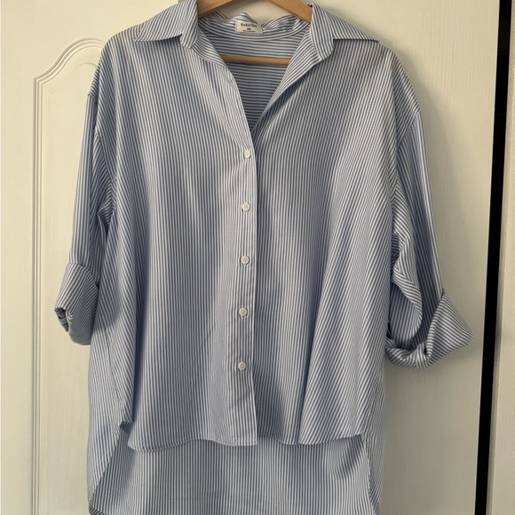 Babaton Tops - Babaton Light Blue & White Striped Shirt Oversized New